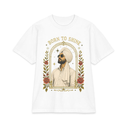 Born to Shine Turban Portrait T‑Shirt