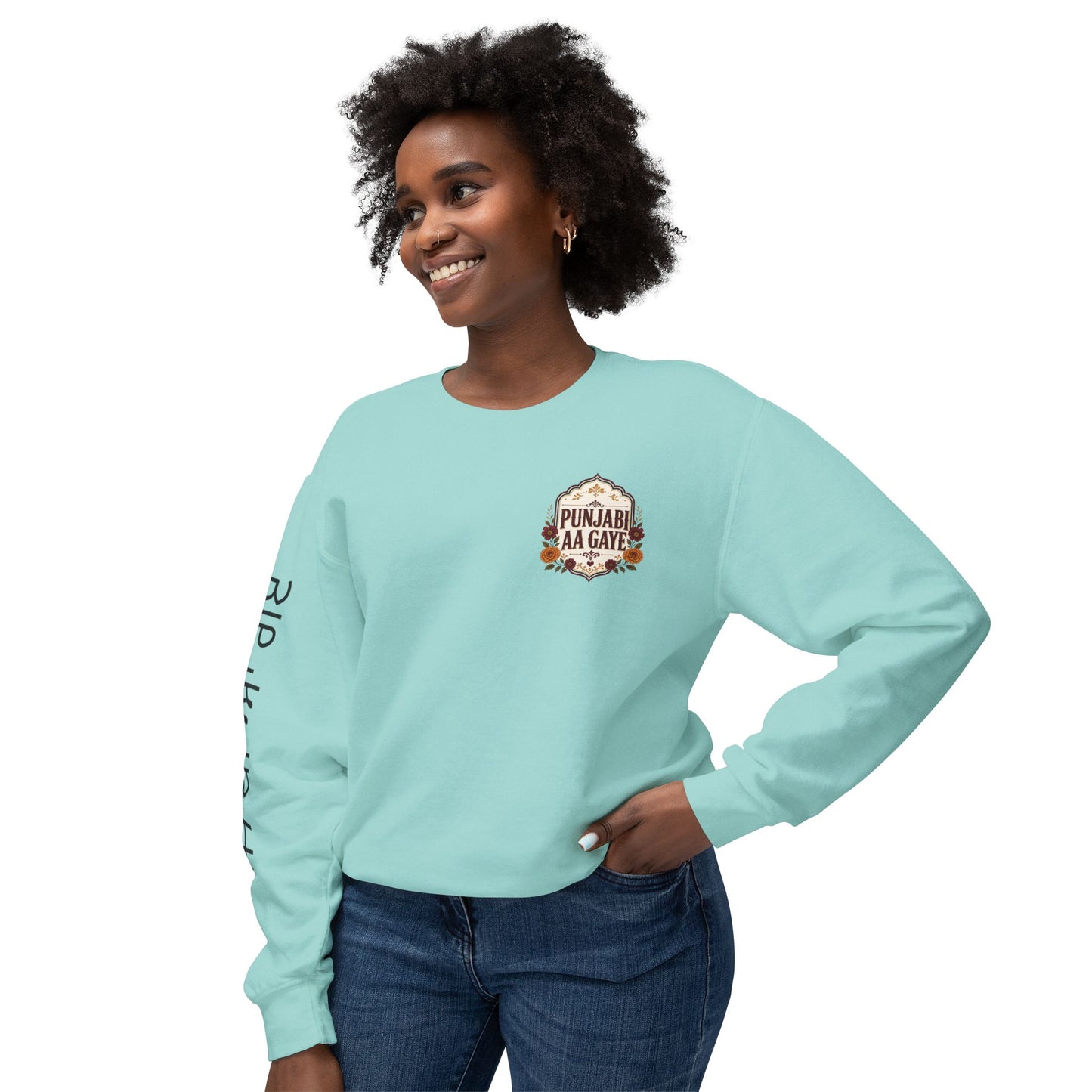 Punjabi Aa Gaye Crewneck Floral + Sleeve