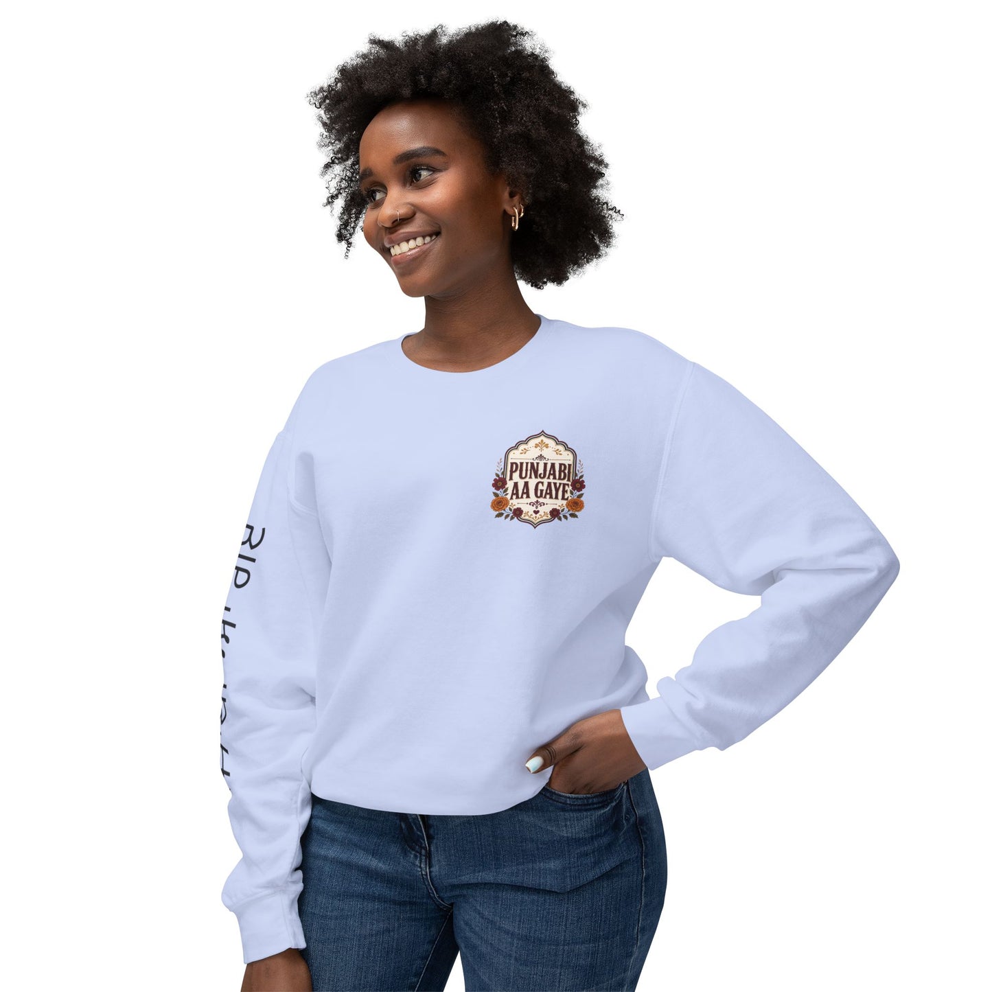 Punjabi Aa Gaye Crewneck Floral + Sleeve