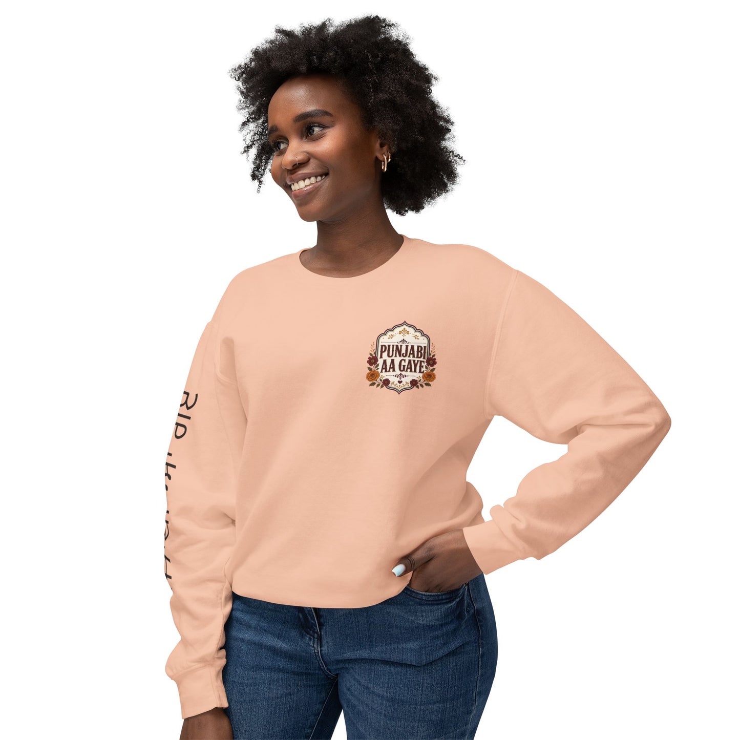 Punjabi Aa Gaye Crewneck Floral + Sleeve