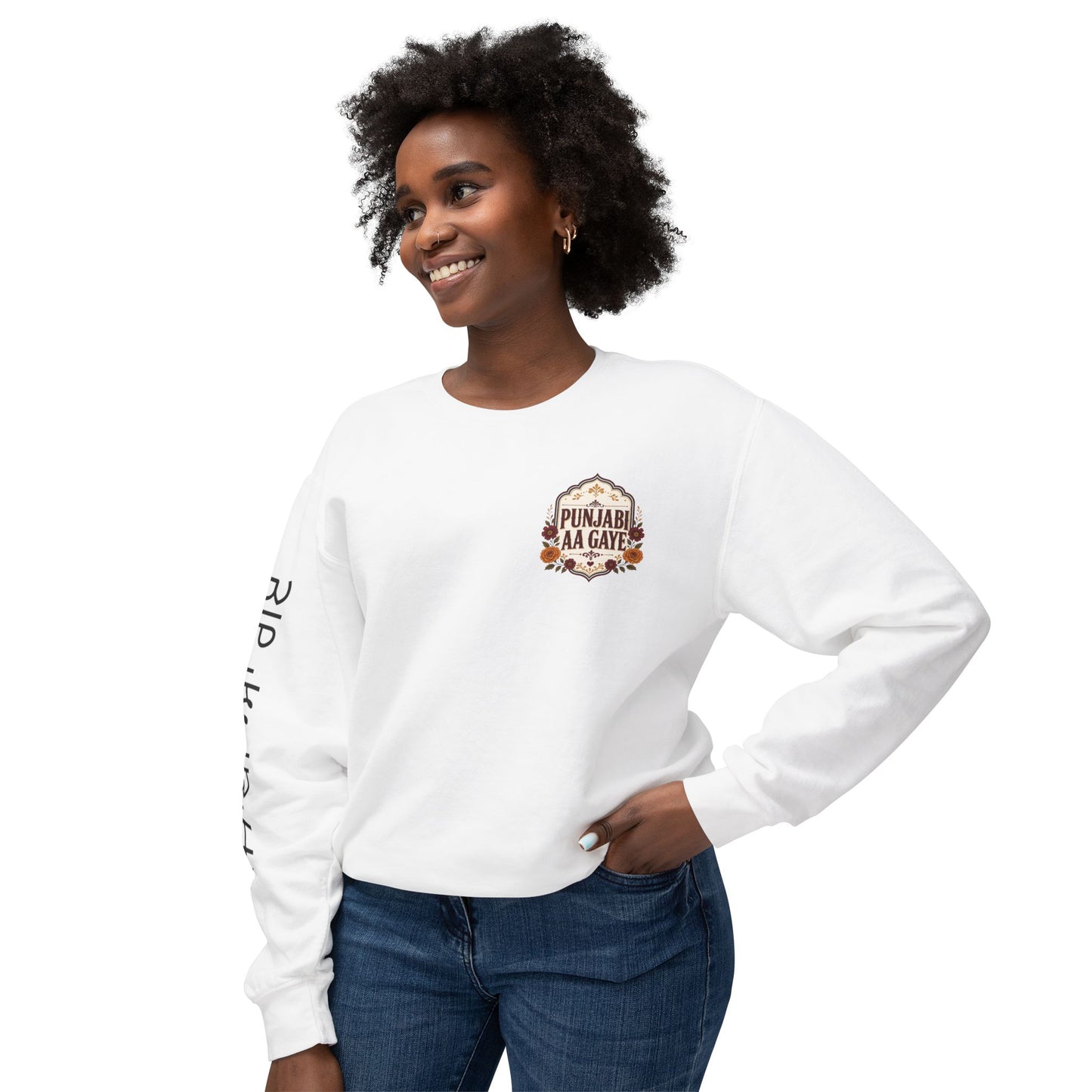 Punjabi Aa Gaye Crewneck Floral + Sleeve